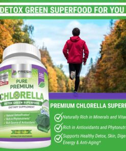 FRESH HEALTHCARE Premium Chlorella Supplement, 1200mg Pure Vegan Powder Capsules, 180 Chlorophyll and CFG Pills, Natural Detox Superfood, Naturally Contains B Vitamins and Minerals 26 71OkYx4PF2L