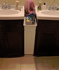 Zenna Home Slim Bath Shelves, Freestanding Moveable Bathroom Storage, White 8 Inch 54 71OmB2mYwL