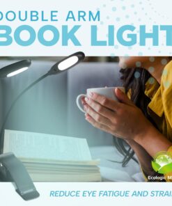 Alternative view of Ecologic Mart Double Arm Book Light Gift Set Rechargeable Light for Reading in Bed, Clip on Light for Reading Books with 9 Adjustable Reading Light Settings, 1200 mAh Battery with Felt Case Premium Double Arm