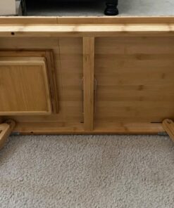 SONGMICS Laptop Desk, Folding Lap Tray, Bamboo Bed Desk with Tilting Top, Small Drawer, for Home Office, Bedroom, Natural ULLD01N 107 71On7Kaj6ML