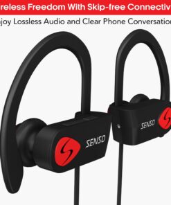 Senso Bluetooth Headphones, Best Wireless Sports Earbuds w/Mic IPX7 Waterproof HD Stereo Sweatproof Earphones for Gym Running Workout Noise Cancelling Earphones Earbuds Noise Cancelling Headsets 27 71OoIeP2HZL