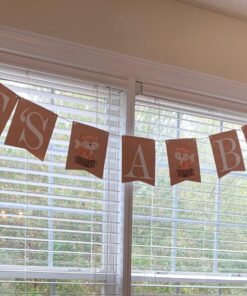 Woodland Creatures ITS A BOY Banner for Baby Shower + Fox, Raccoon, Rabbit, Bear, Squirrel and Porcupine/Animals Themed Decorations Fall Autumn Thanksgiving Banner Decoration 22 71OpN 9FNvL