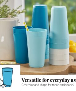 US Acrylic Newport 20 ounce Unbreakable Plastic Stackable Water Tumblers in Blue Sky | Set of 12 Drinking Cups | Reusable, BPA-free, Made in the USA, Top-rack Dishwasher and Microwave Safe 20-ounce 21 71OpS23l5KL