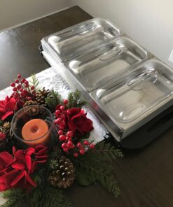 Nutrichef Professional Stainless Steel Buffet Warmer Server with 3 Trays | Portable Hot Plate Food Warmer Station for Parties & Events | Easy to Clean | 3 See-through lids | Max Temperature 175F 3 Pot 3.5 Quart 29 71OpUbhTUSL