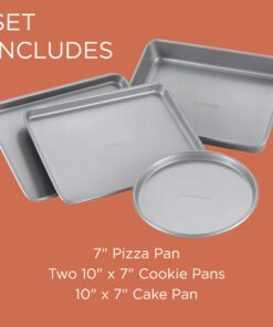 Farberware Bakeware Steel Nonstick Toaster Oven Pan Set, 4-Piece Baking Set, Gray Baking Sheet Set II 34 71Opbg1mHL