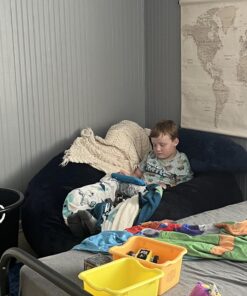 Amazon Basics Memory Foam Filled Bean Bag Chair with Microfiber Cover, 5 ft, Blue, Solid 22 71Oq3iR3tFL