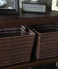 Whitmor Rattique Storage Tote Basket - Java 13W x 15D x 9.63H in. Brown 13W x 15D x 9.63H in. 17 71OqLQyFz7L