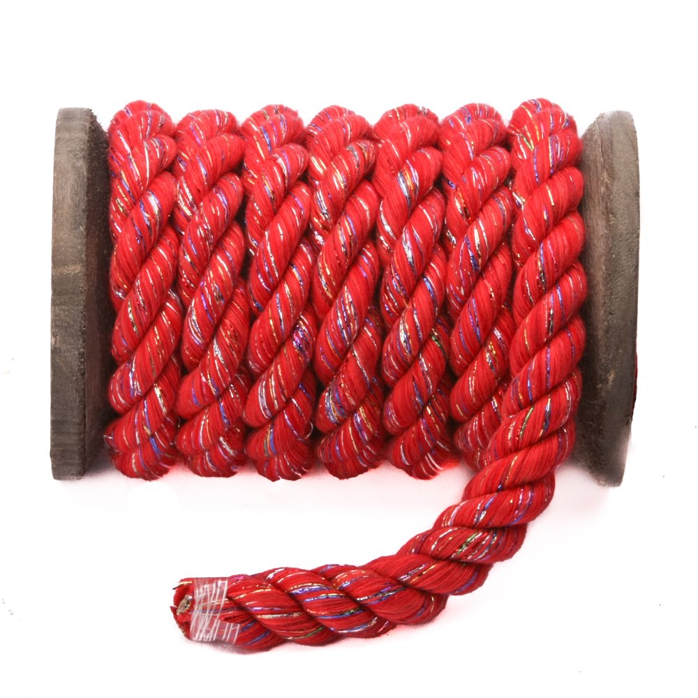 Ravenox Natural Twisted Cotton Rope | Made in The USA | Strong Triple-Strand Cordage for Sports, Décor, Pet Toys, Crafts, Macramé & Indoor Outdoor Use| by The Foot & Diameter (Multiple Color) Red Glitter 1/4 Inch x 600 Feet 2 Ravenox Natural Twisted Cotton Rope | Made in The USA | Strong Triple-Strand Cordage for Sports, Décor, Pet Toys, Crafts, Macramé & Indoor Outdoor Use| by The Foot & Diameter (Multiple Color) Red Glitter 1/4 Inch x 600 Feet - Image 2