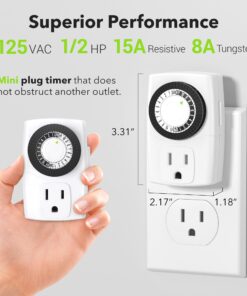 BN-LINK BND-60/U47 Indoor Mini 24-Hour Mechanical Outlet Timer, 3-Prong, 2-Pack White 31 71OrLZohcnL