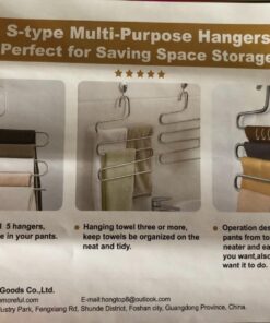 HonTop S-Type Stainless Steel Pants Hangers Space Saving 3Pcs Multi-Purpose Storage Organizer Rack Magic for Hanging Trousers Jeans Scarf Tie Clothes, 5Layers 17 71OrUObp6nL