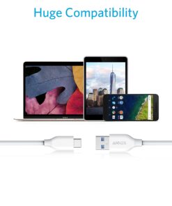 Anker USB C Cable, Powerline USB 3.0 to USB C Charger Cable (3ft) with 56k Ohm Pull-up Resistor for Samsung Galaxy Note 8, S8, S8+, S9, Oculus Quest, Sony XZ, LG V20 G5 G6, HTC 10 (White) 3ft White 1 18 71OsM2jogS