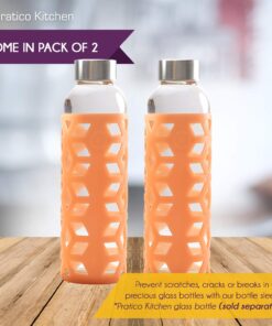 Pratico Kitchen Glass Bottle Silicone Sleeves for Epica, Aquasana, Estilo and Similar Style Bottles, 2 Pack, Orange 2 Pack - Orange 9 71OtgZITNZL