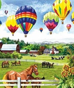SUNSOUT INC - Balloons Over Fields - 500 pc Jigsaw Puzzle by Artist: Nancy Wernersbach - Finished Size 18" x 24" - MPN# 62967 7 71OtlTMCSdL