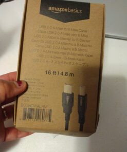 Amazon Basics USB-A to USB-B 2.0 Cable for Printer or External Hard Drive, Gold-Plated Connectors, 16 Foot, Black 16 Feet 1 30 71OvoZ8abmL