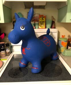 AppleRound Horse Bouncer with Hand Pump, Inflatable Space Hopper, Ride-on Bouncy Horse (Blue) Blue 35 71Ow6s5RT9L