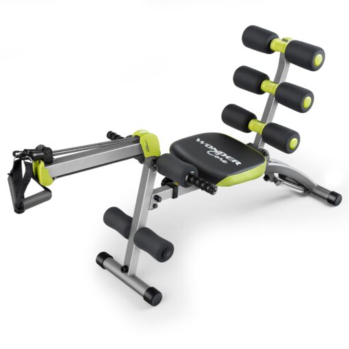 WONDER CORE 2 Adjustable Workout Bench for Home Gym, Multi-Functional Exercise Bench for Total Body Workouts, Work Out Bench with Leg Extension, Sit Up Bench for Abs, Foldable Ab Bench with Rowing Set Green