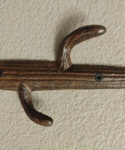 Comfify Set of 3 Hooks Cast Iron Cactus Double Wall Mounted Hooks/Hangers - Decorative Wall Mounted Hooks for Coats, Bags, Towels and More - w/Screws and Anchors Included - Brown 30 71OwcRn61BL