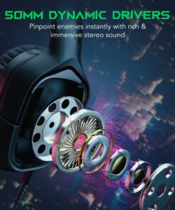 Alternative view of Black Shark Gaming Headset for PC, PS4, PS5, Xbox, Switch, All-in-1 Gaming Headphones with Ultra-Clear Bendable Mic, 50mm Dynamic Drivers, Noise Isolation Ear Cushions, in-line Controls - Goblin X1 Black - X1