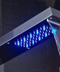 ELLO&ALLO LED Shower Panel Tower System, Hydroelectricity Display Rain Massage with Jets, Brushed Black Brushed Black A 19 71OxXRMczdL 1