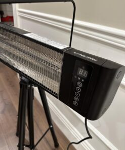 VAGKRI Outdoor Heaters, 1s Heating Electric Infrared Patio Heaters with Remote, 12H Timer, 3 Heat Levels, IP65 Waterproof, Electric Wall Heaters with Tripod Stand for Home, Office, Patio and Garage Black 36 71OxsauDML