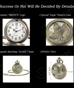 SIBOSUN Pocket Watch Chain Quartz Movement Arabic Numerals Half Hunter Smooth Back Case Bronze Vintage Box 1 Eagle 8 71OzTg x06L
