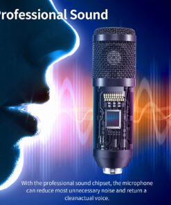 Caattiilaa USB Microphone - PC Streaming Podcast Microphone, Recording Microphone, Gaming Microphone, 192KHZ/24Bit Electrical Condenser Mic, USB Mic Kit with Sound Chipset Boom Arm Set Black Microphone 12 71P E3EOY S