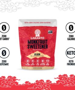 Lakanto Golden Monk Fruit Sweetener with Erythritol - Raw Cane Sugar Substitute, Zero Calorie, Keto Diet Friendly, Zero Net Carbs, Baking, Extract, Sugar Replacement (Golden - 8.29 oz) 8.29 Ounce (Pack of 1) 22 71P OFCcgZL