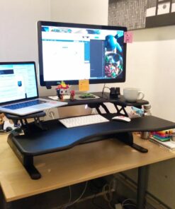 Vari - VariDesk Pro Plus 36 - Desktop Standing Desk Converter - Adjustable Desk Riser with 11 Height Settings - Sit Stand Desk Dual Monitor Standing Desk Riser with Spring Loaded Lift (Black) Black 44 71P Tn7oouL