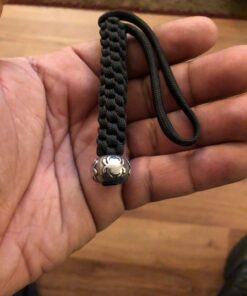 Spyderco - Black Landyard with Silver Round Bead - Box-Weave Pattern - BEAD2LY 6 71P p3q8AIL