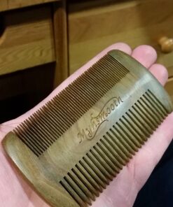 Myhsmooth GS-SM-NF Handmade Natural Green Sandalwood No Static Comb Pocket Comb Perfect Beard Comb with Aromatic Scent for Long and Short Beards Perfect Mustache Comb(4" Long Two Sides) 25 71P0m 4ZUL