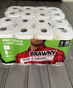 Brawny Tear-A-Square Paper Towels, 16 Double Rolls = 32 Regular Rolls, 3 Sheet Size Options, Quarter Size Sheets 38 71P1 W2ePL