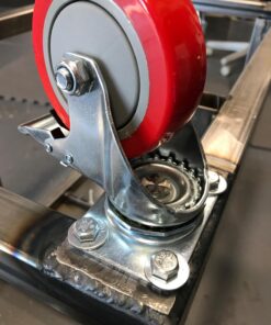 4" Swivel Plate Caster Wheels, PRITEK Heavy Duty Metal Caster Wheels Lock The Top Plate and The Wheels Replacement for Industrial Trailer or Large Home Furniture (Bearing 300lbs Each, Set of 4) Red 22 71P1qLf3nL