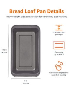 Amazon Basics Rectangular Baking Bread Loaf Pan, 9.5 x 5 Inch, Set of 2, Gray 30 71P2XqT1srL