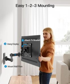 Pipishell Full Motion TV Wall Mount Brackets Swivel Tilts Articulating Extension Fits Max VESA 100x100mm, Corner TV Mount for 13-32 Inches LED LCD Flat Curved Screen TVs Monitors, Single Stud 24 71P2bj0Z9DL