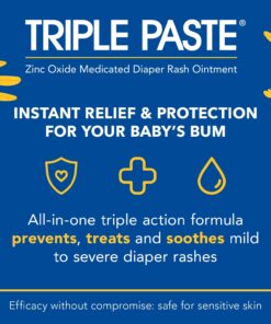Triple Paste Diaper Rash Cream for Baby - 8 Oz Tub - Zinc Oxide Ointment Treats, Soothes and Prevents Diaper Rash - Pediatrician-Recommended Hypoallergenic Formula with Soothing Botanicals 8 Ounce 7 71P2xwqHGhL