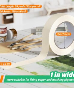 CREGEAR Masking Tape 20 Pack, 1inch × 55yards Per Roll, Beige White Masking Tape Bulk for Painting, Arts, Crafts, Label, Light Duty Packaging General Purpose, Total 1100 Yards/3300 Feet 8 71P3PHukxVL 1