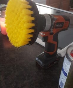 5 Inch Diameter Drill Powered Scrub Brush with Quarter Inch Quick Change Shaft - Drill Brush Attachment Yellow 40 71P3avoHQRL