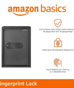 Amazon Basics Steel Home Security Electronic Safe with Programmable Keypad Lock, Secure Documents, Jewelry, Valuables, 1.8 Cubic Feet, Black, 13.8"W x 13"D x 19.7"H 29 71P4IqbFhQL