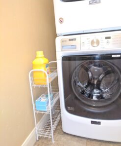 Household Essentials 05121 Slim Line 3-Tier Metal Storage Cart | Laundry Room Rolling Organizer | White 7" White - Basic 26 71P59LPljL