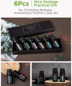 Onepure Essential Oils, 6 x 10ml Essential Oils Gift Set for Diffuser Humidifier Massage Aromatherapy (Lavender, Tea Tree, Eucalyptus, Lemongrass, Orange, Peppermint) 6 Scents 24 71P5VbdX7IL