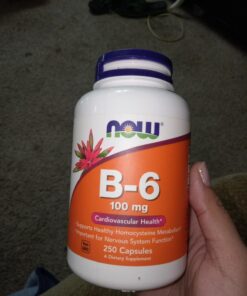NOW Supplements, Vitamin B-6 (Pyridoxine HCl) 100 mg, Cardiovascular Health*, 250 Veg Capsules 250 Count (Pack of 1) 21 71P7yhMm2hL