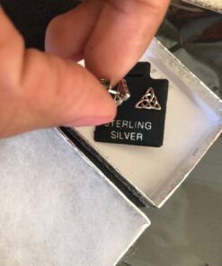 Rhodium Plated Sterling Silver Womens Irish Celtic Triquetra Triangle Stud Earrings - 0.27in 28 71P9aAT3ddL