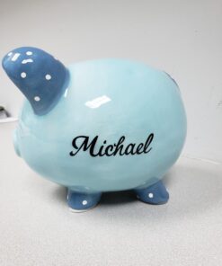 Personalized Ceramic Kids Piggy Bank by Miles Kimball - Blue 30 71P9otYK2mL