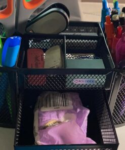 Rolodex 1746466 Mesh Pencil Cup Organizer Four Compartments Steel 9 1/3 x 4 1/2 x 4 Black 22 71PAlOegIgL