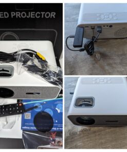 4K Support Projector with Wifi and Bluetooth, HOMPOW Mini Portable Projectors for Outdoor Home Movie, Compatible with Laptop, Smartphone, TV Stick, Xbox, PS5 white 49 71PB0tB6l5L