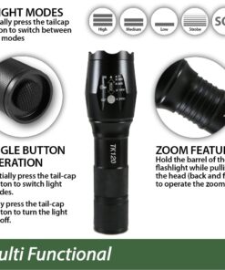 EcoGear FX Complete LED Tactical Flashlight Kit TK120 Flashlight with Rechargeable Battery: High Lumens with 5 Light Modes, Water Resistant, Adjustable Focus Zoom 50 71PCZRI1wVL