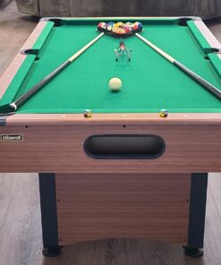 Mizerak Dynasty Space Saver 6.5' Billiard Table with Leg Levelers, Automatic Ball Return, and Classic Green Nylon Cloth 64 71PFRLmm5lL