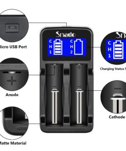 Alternative view of Intelligent Charger, Snado LCD Display Universal Smart Charger for Rechargeable Li-ion Batteries 18650 18490 18350 17670 17500 16340 14500, Ni-MH/Ni-Cd A AA AAA Batteries (2 Slots)