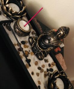 MyGift Desktop Zen Garden Kit with Buddha Statue, Incense Burner, Sand, Rake and Lotus Tea Light Candle Holder 43 71PHTuIldzL