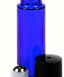 Vivaplex, 6, Cobalt Blue, 10 ml Glass Roll-on Bottles with Stainless Steel Roller Balls - .5 ml Dropper Included 34 71PHWEQOs2L